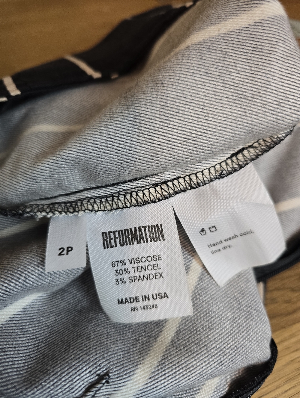 Reformation Marlon Pant Striped Cream And Black 2P - Picture 7 of 13